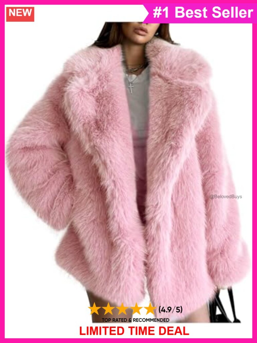 Faux Fur Coat Lapel Warm Open Front Winter Outerwear
